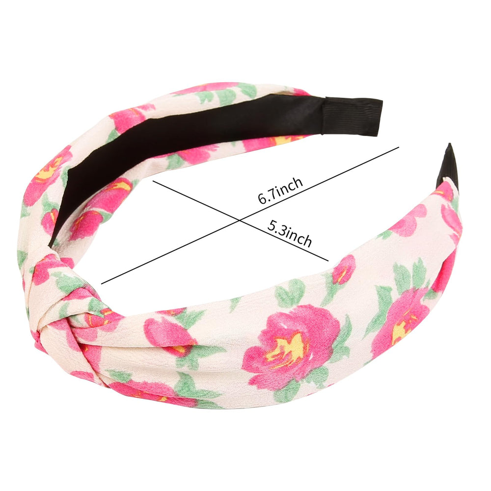 Diademas Huachi con nudo superior rosa, cómodo y antideslizante para uso diario.