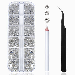 HUETFAT Piedras de cristal claras para uñas con brillo tipo diamante.