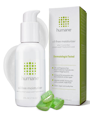Humane hidratante diario sin aceite en botella de 4 oz, ideal para piel grasa.