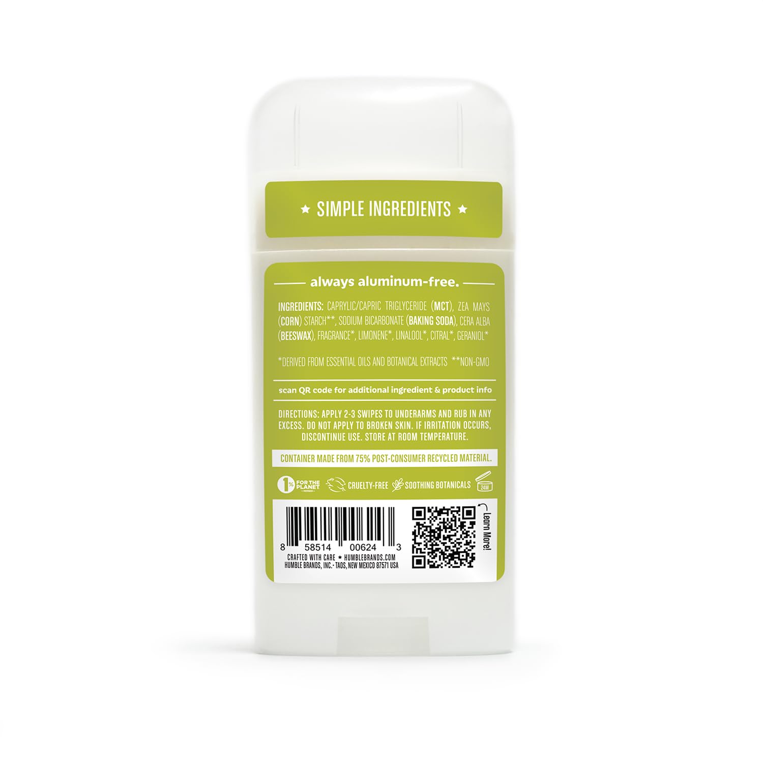 Uso diario de HUMBLE BRANDS Original sin aluminio, cómodo y neutral.