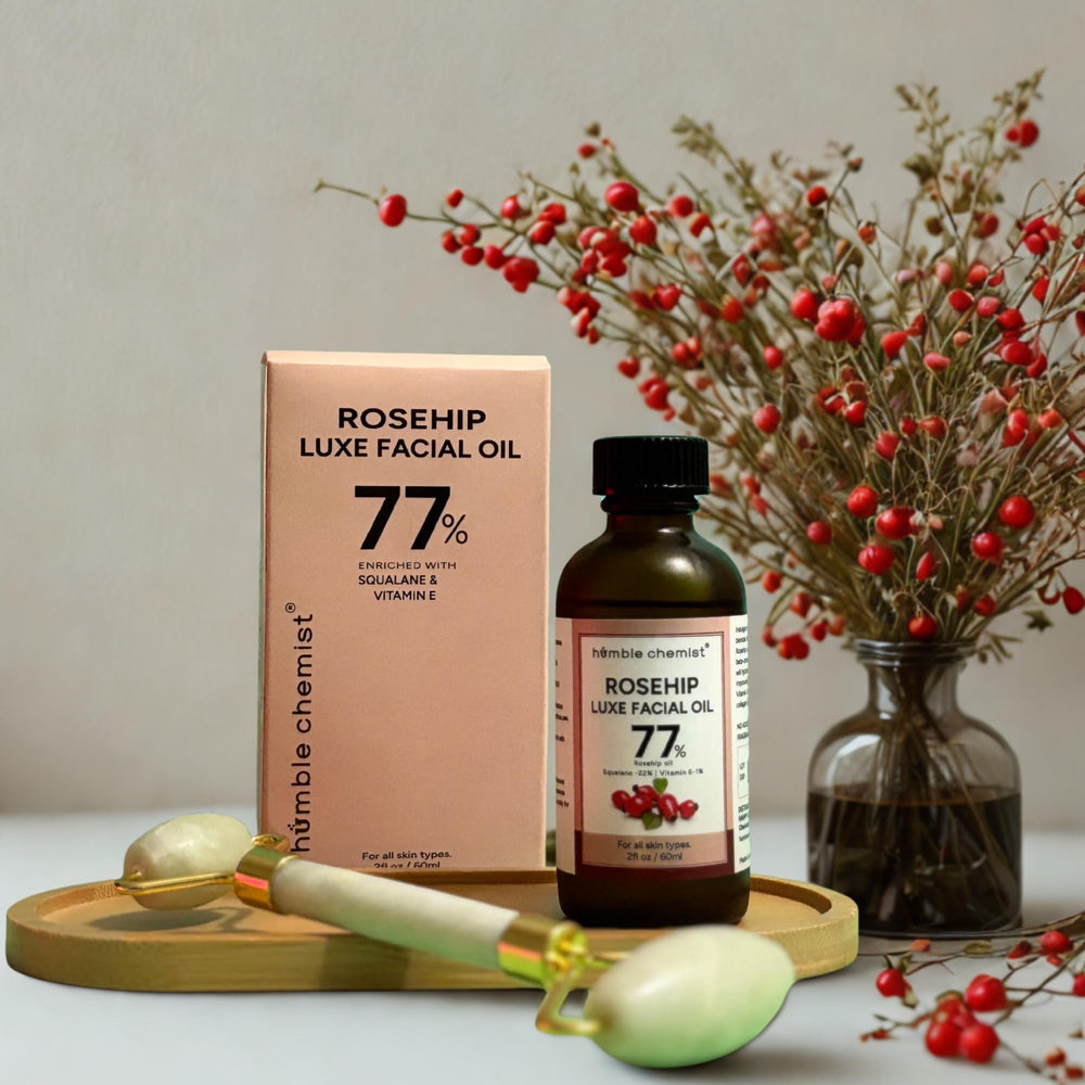Humble Chemist Rosa Mosqueta Luxe etiqueta detalle con ingredientes naturales