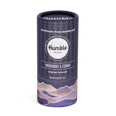 Desodorante Humble Rockrose y Cedar en envase ecológico para uso diario.