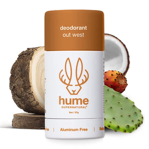 HUME SUPERNATURAL Out West: desodorante en botella con aroma seductor y seguro para piel sensible.