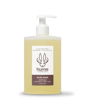 HUME SUPERNATURAL Santal Sun, botella dispensador: experiencia de ducha limpia y práctica.