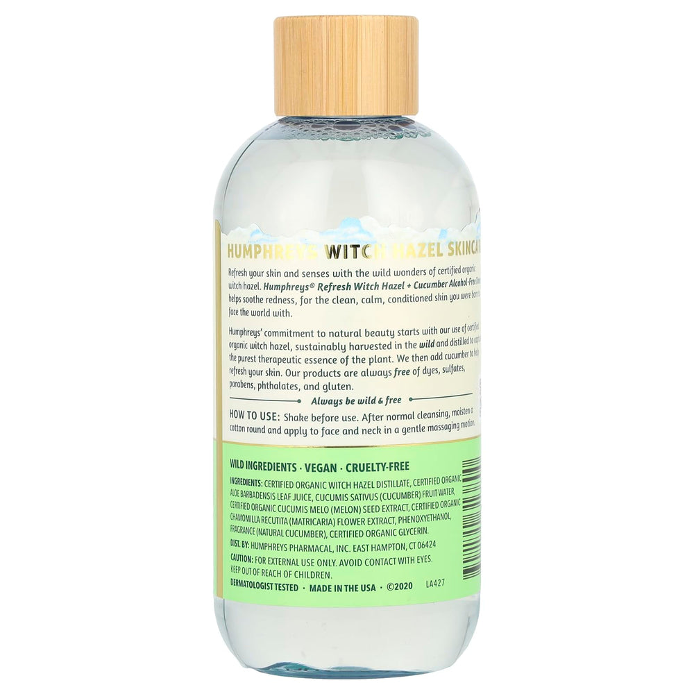 Humphreys hamamelis con pepino, aplicación facial suave para piel sensible y calmada