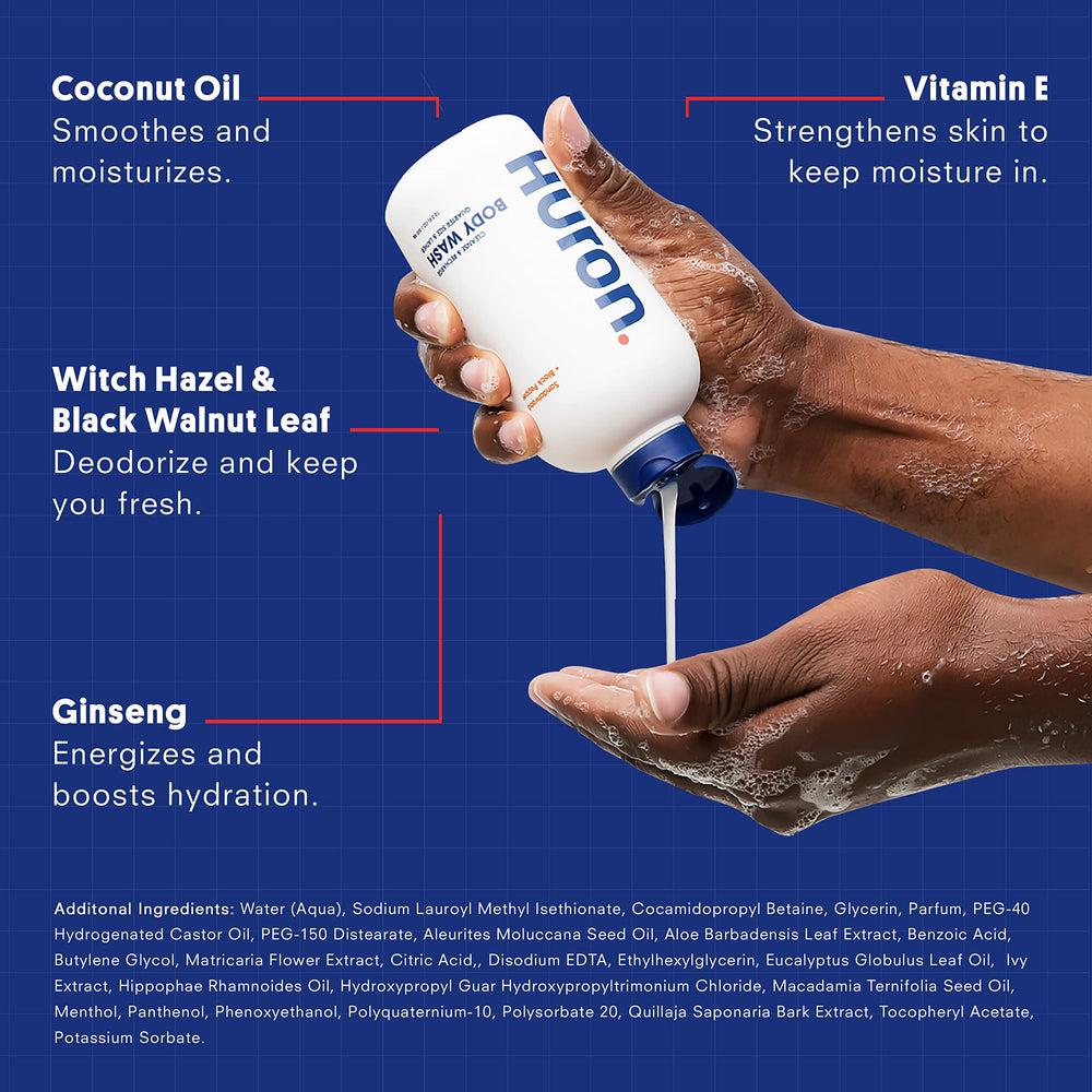 Huron gel de ducha para hombre con menta fresca, mejora la sensorialidad.