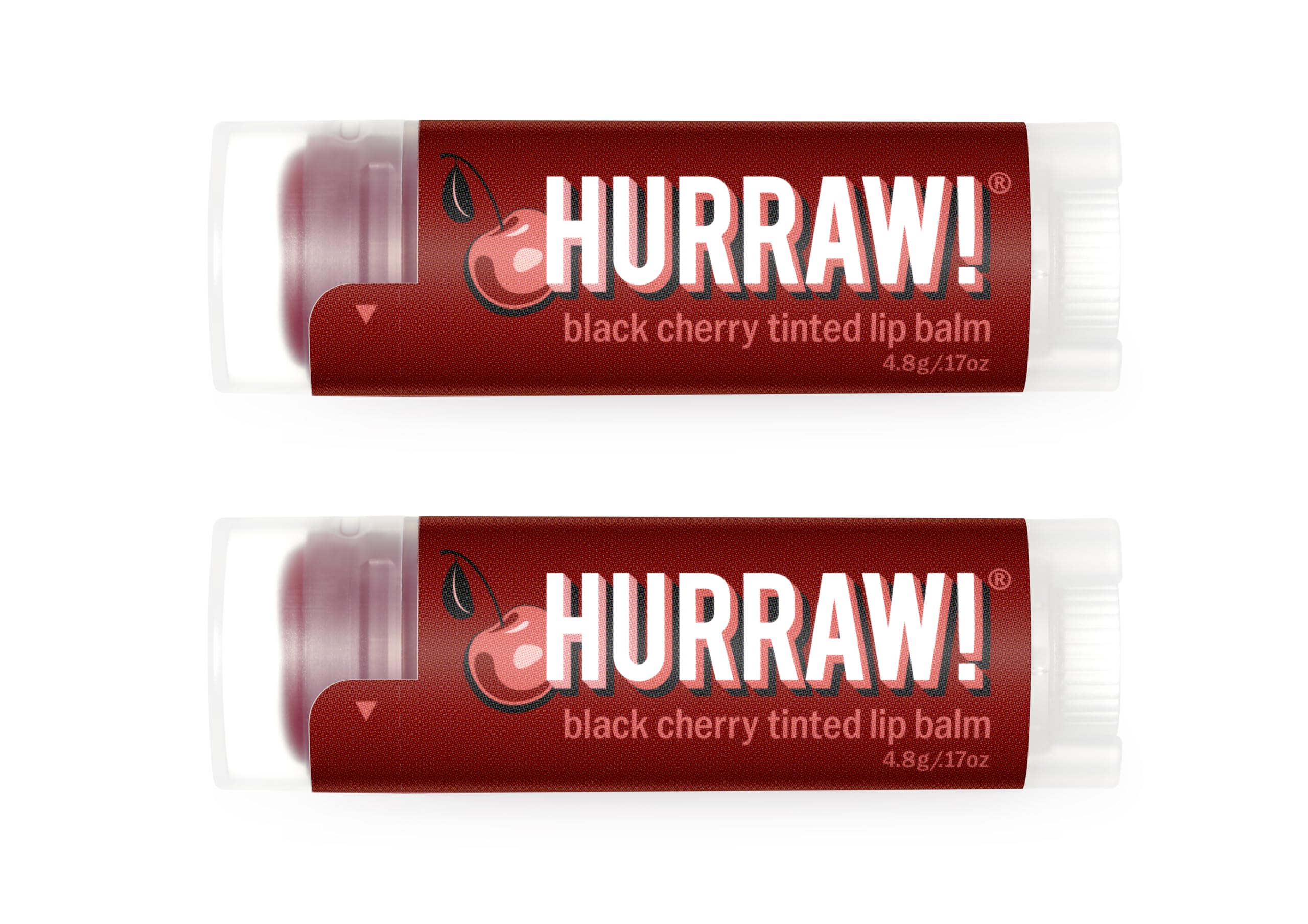 Hurraw bálsamo labial Cereza Negra en paquete de 2, hidratación suave.