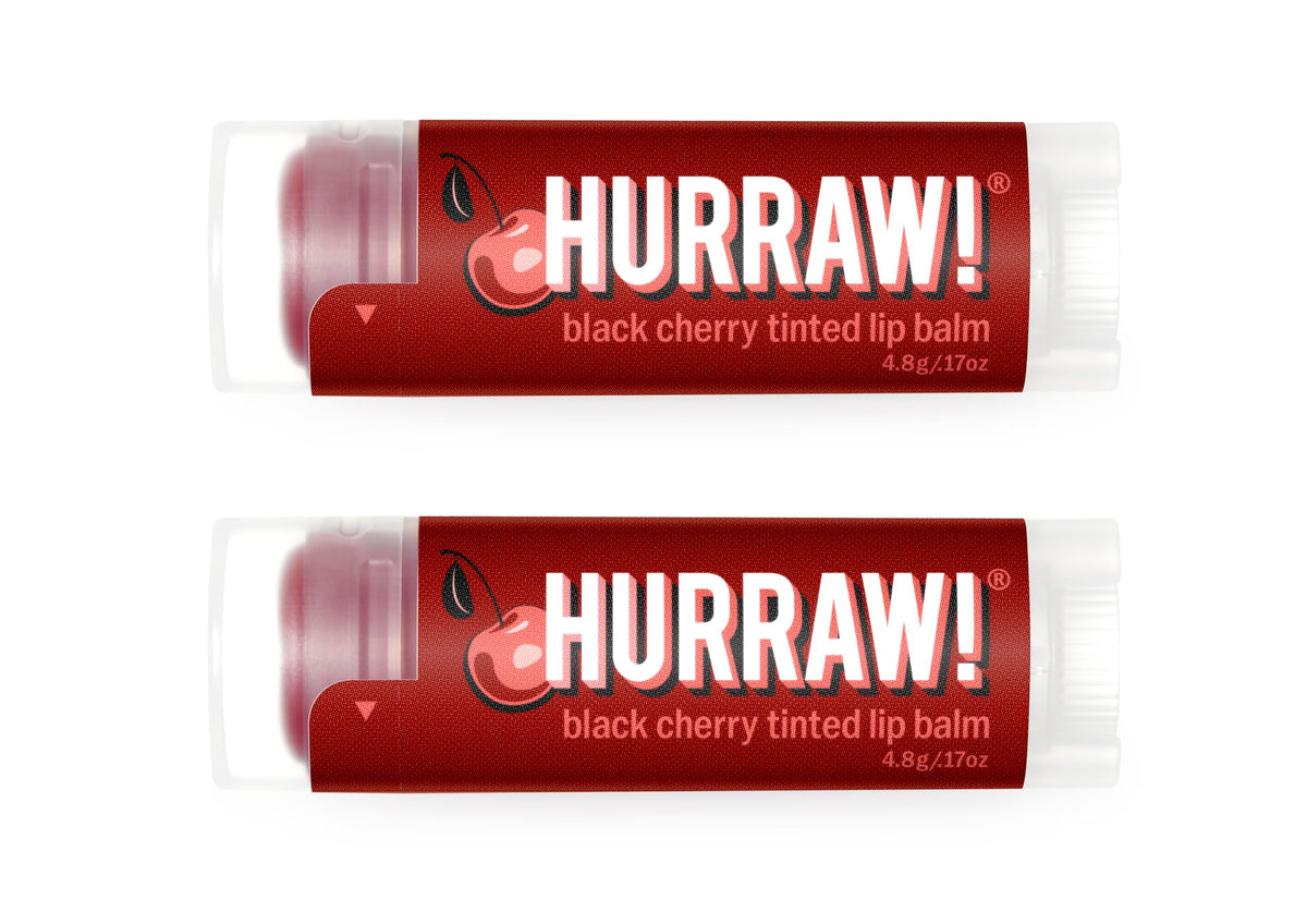Hurraw bálsamo labial Cereza Negra en paquete de 2, hidratación suave.
