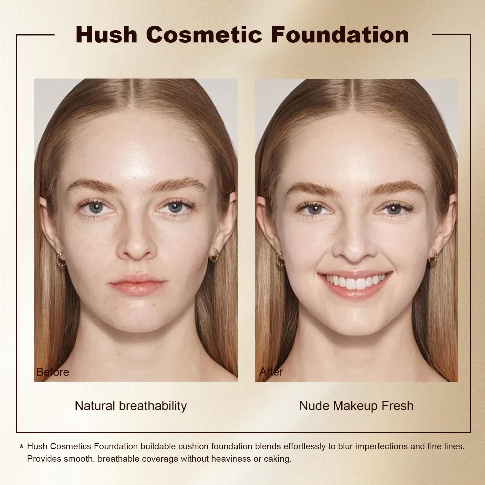 Fundación Hush Cosmetics, aplicación rápida y uniforme con esponja hongo.