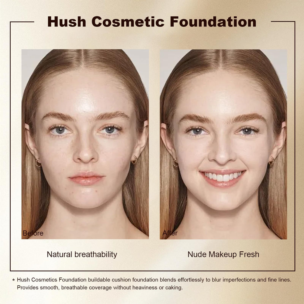 Fundación Hush Cosmetics, aplicación rápida y uniforme con esponja hongo.