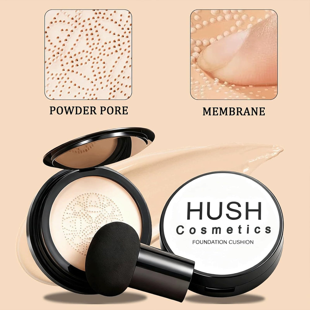 Tono cálido-neutro de Hush Cosmetics que se integra a piel clara a media.