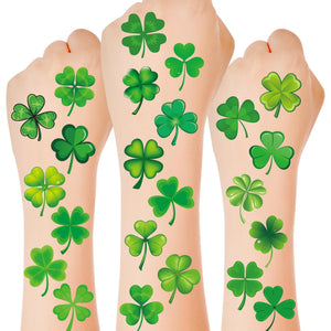 Tatuaje Huskein dia-san-patricio trebol-verde-01, ideal para fiestas y estilos festivos.