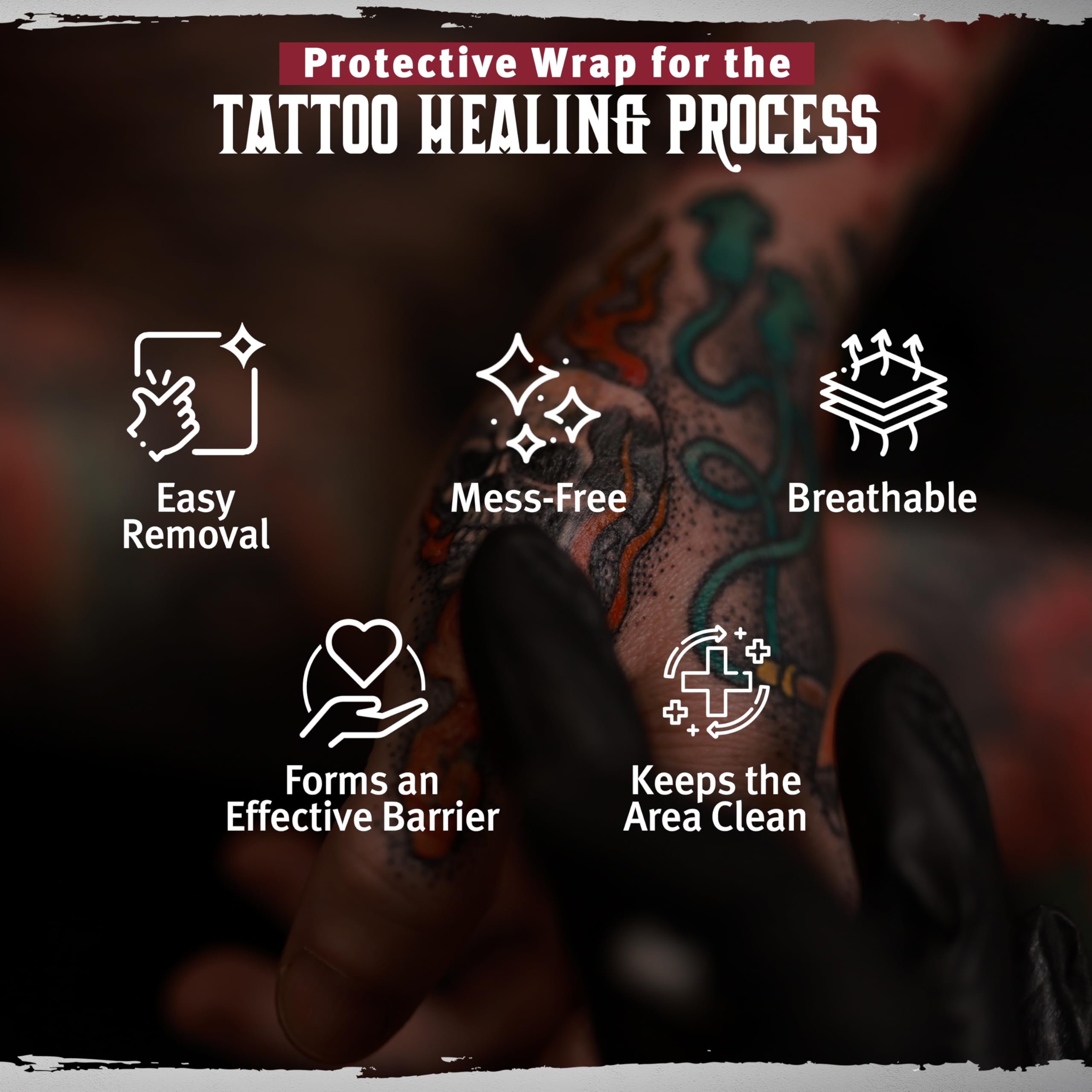 Envoltura Hustle Butter Deluxe para tatuajes pequeños y medianos, cobertura precisa.