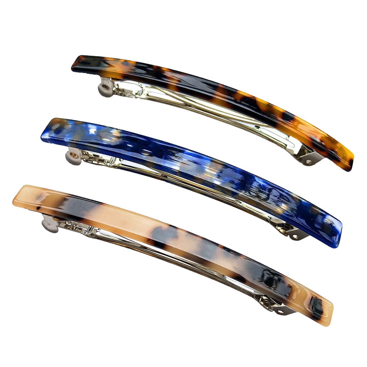 HYFEEL barrettes francesas largas en azul marino con agarre estable para cabello grueso.