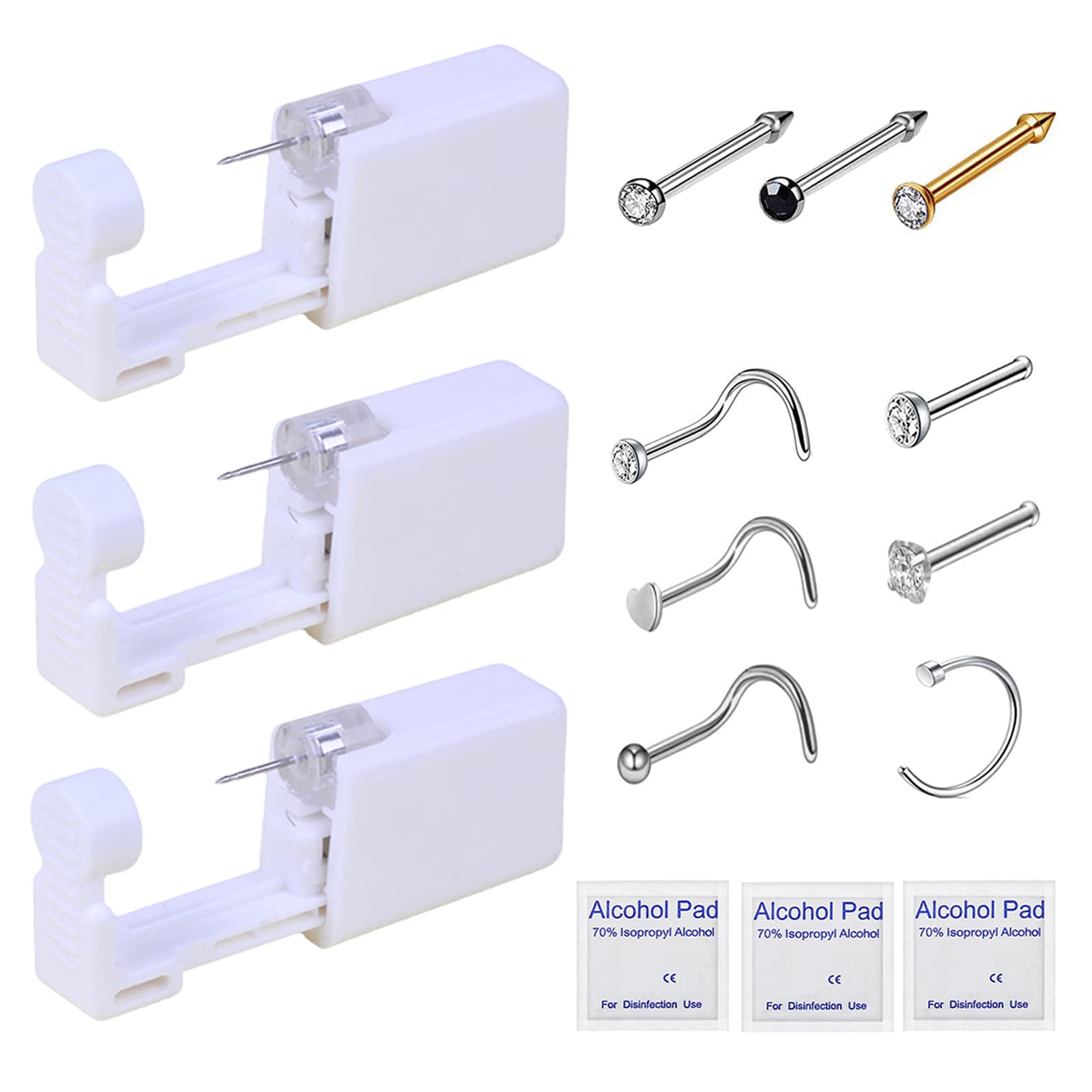 HYJLPAF kit de piercing nariz, tres unidades, uso doméstico seguro