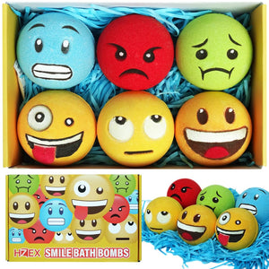 HZEX Bombas de baño con cara feliz para spa en casa y relajación.