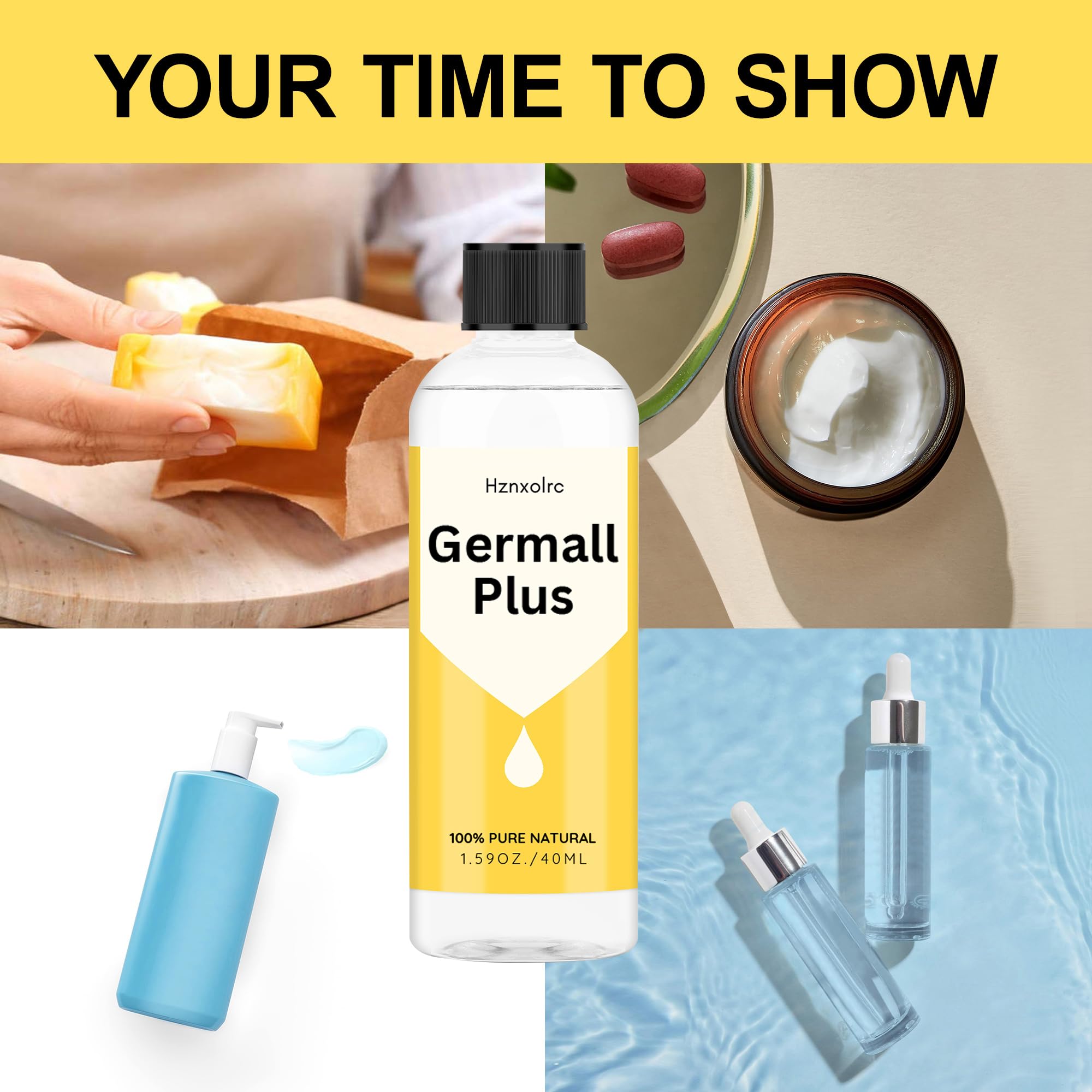 Germall Plus preservante líquido, etiqueta clara facilita identificar la composición.
