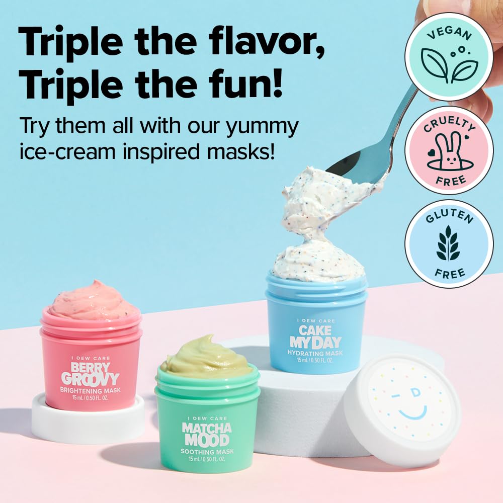 I DEW CARE Mascarilla Berry Groovy en mini tarro, exfolia y limpia poros de forma suave.