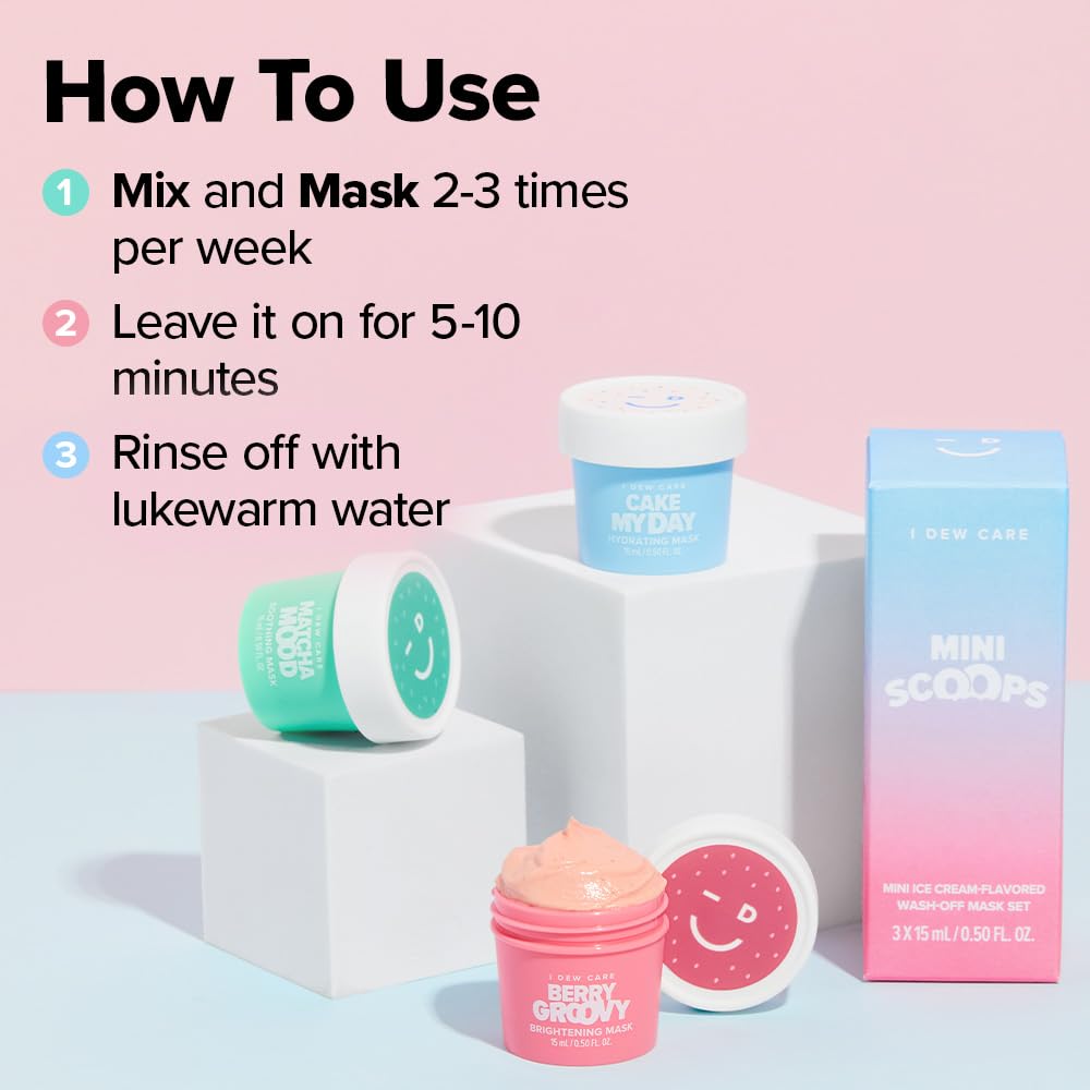 I DEW CARE Conjunto de tres mascarillas mini para cuidado completo de la piel.