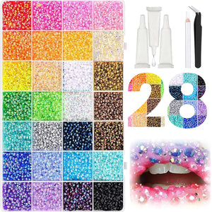 Iaolose cristales de resina con base plana en 28 colores para brillo duradero.