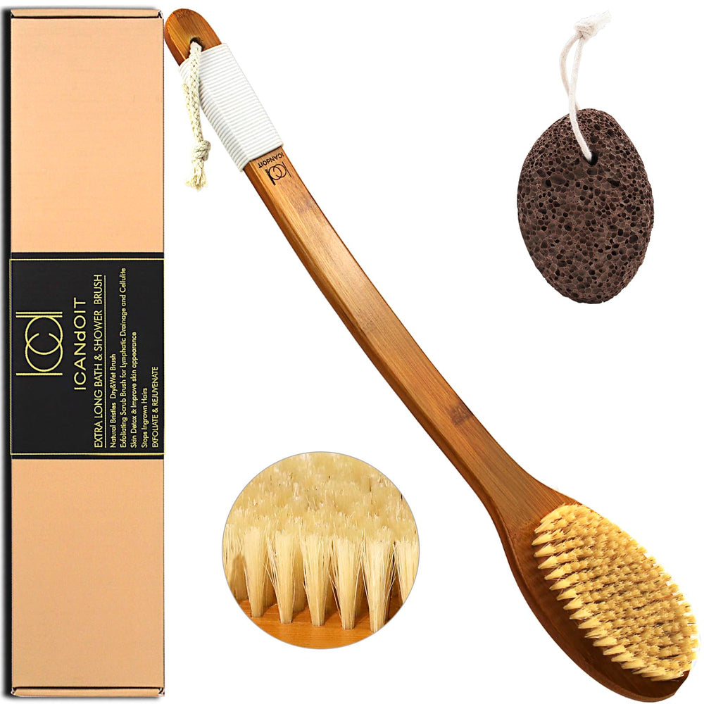 ICANdOIT cepillo con cerdas jabali naturales para exfoliar la piel