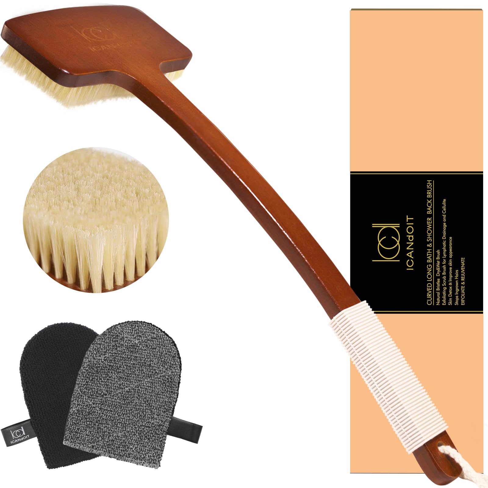 ICANdOIT cerdas jabalí espalda: exfoliación eficaz para piel más suave.