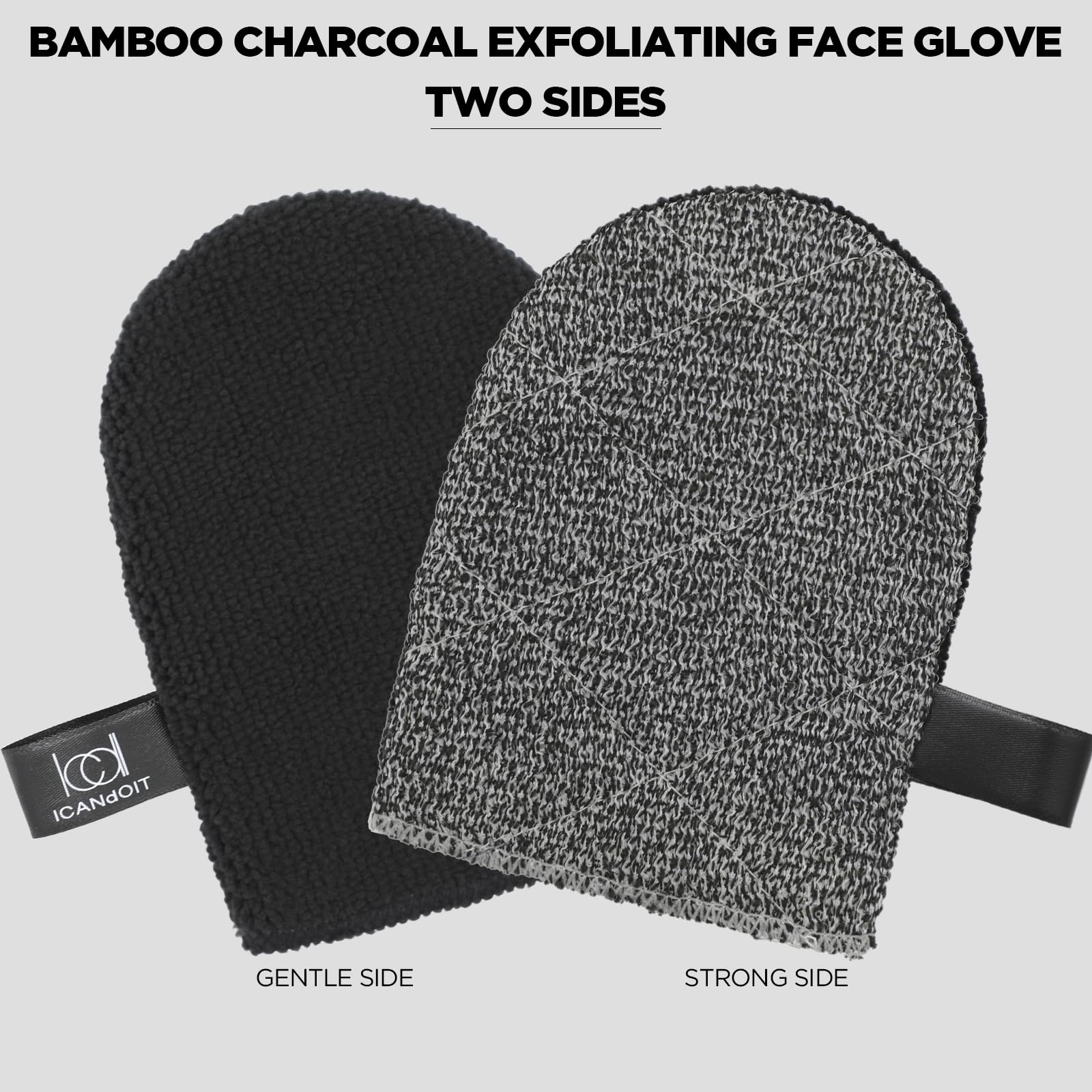 ICANdOIT guante exfoliación doble cara: exfoliación facial suave y efectiva.