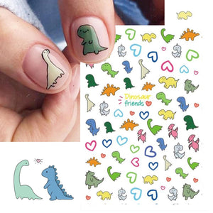 IDDFEVE dinosaurios-stickers para uñas, fácil de aplicar y divertido para niñas.