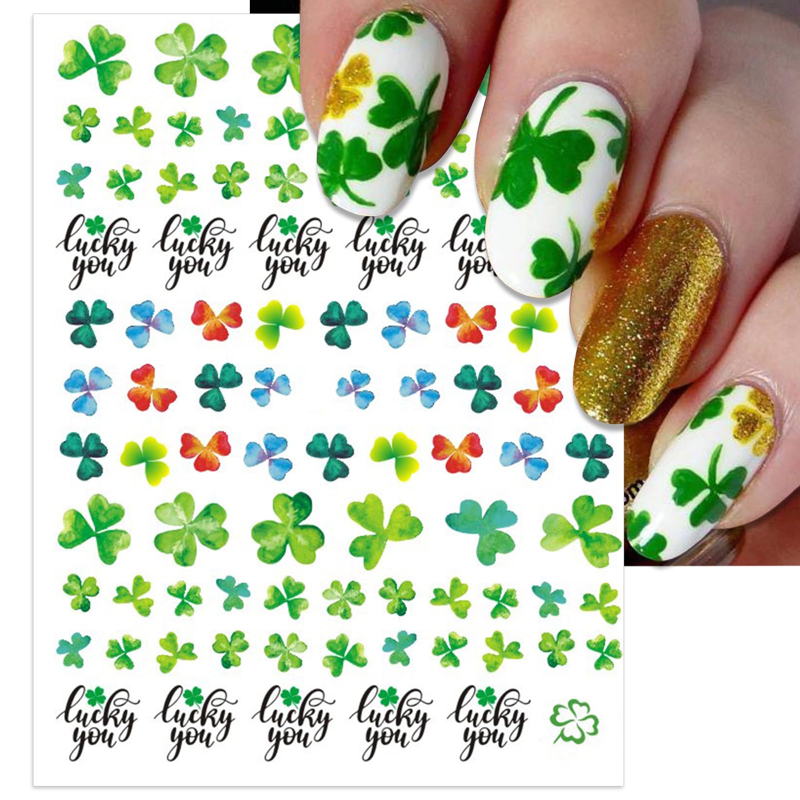 IDDFEVE Diseños uñas Día San Patricio Trebol Verde para arte de uñas en casa.