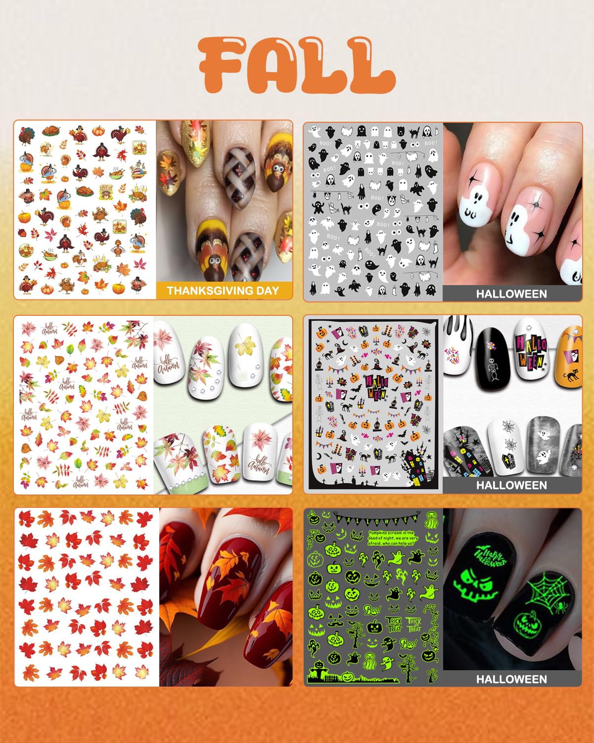 IDDFEVE Halloween para uñas, decoración audaz y práctica