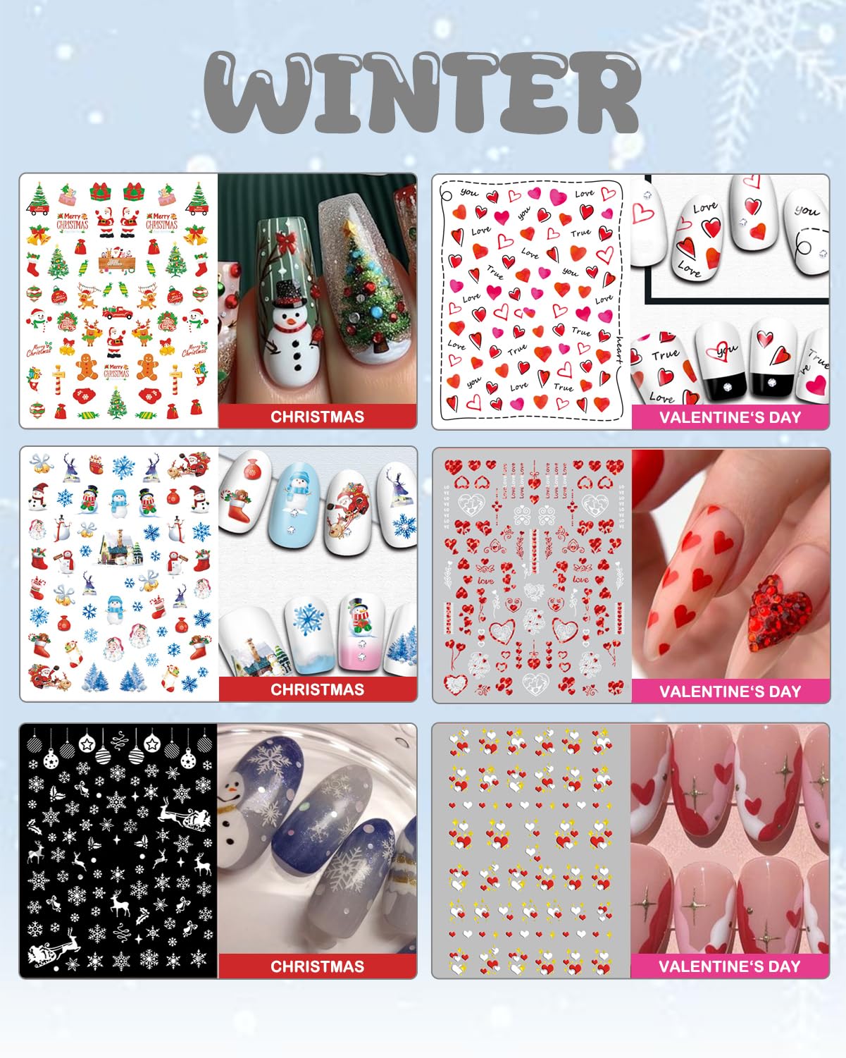 IDDFEVE Navidad para uñas, toque festivo y removible