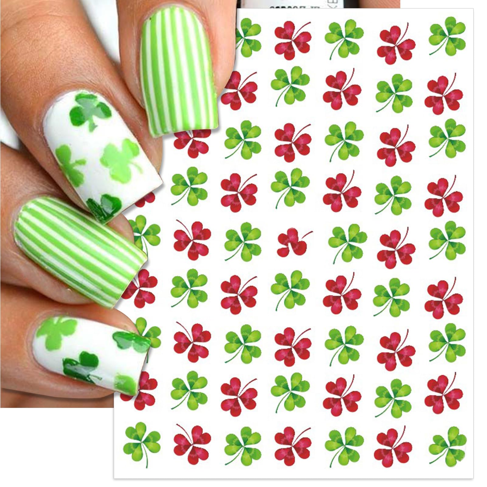 IDDFEVE Laminas adhesivas Día San Patricio Trebol 3D para uñas.