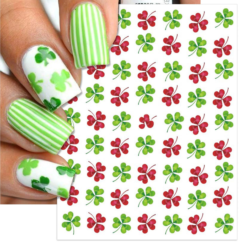 IDDFEVE Laminas adhesivas Día San Patricio Trebol 3D para uñas.