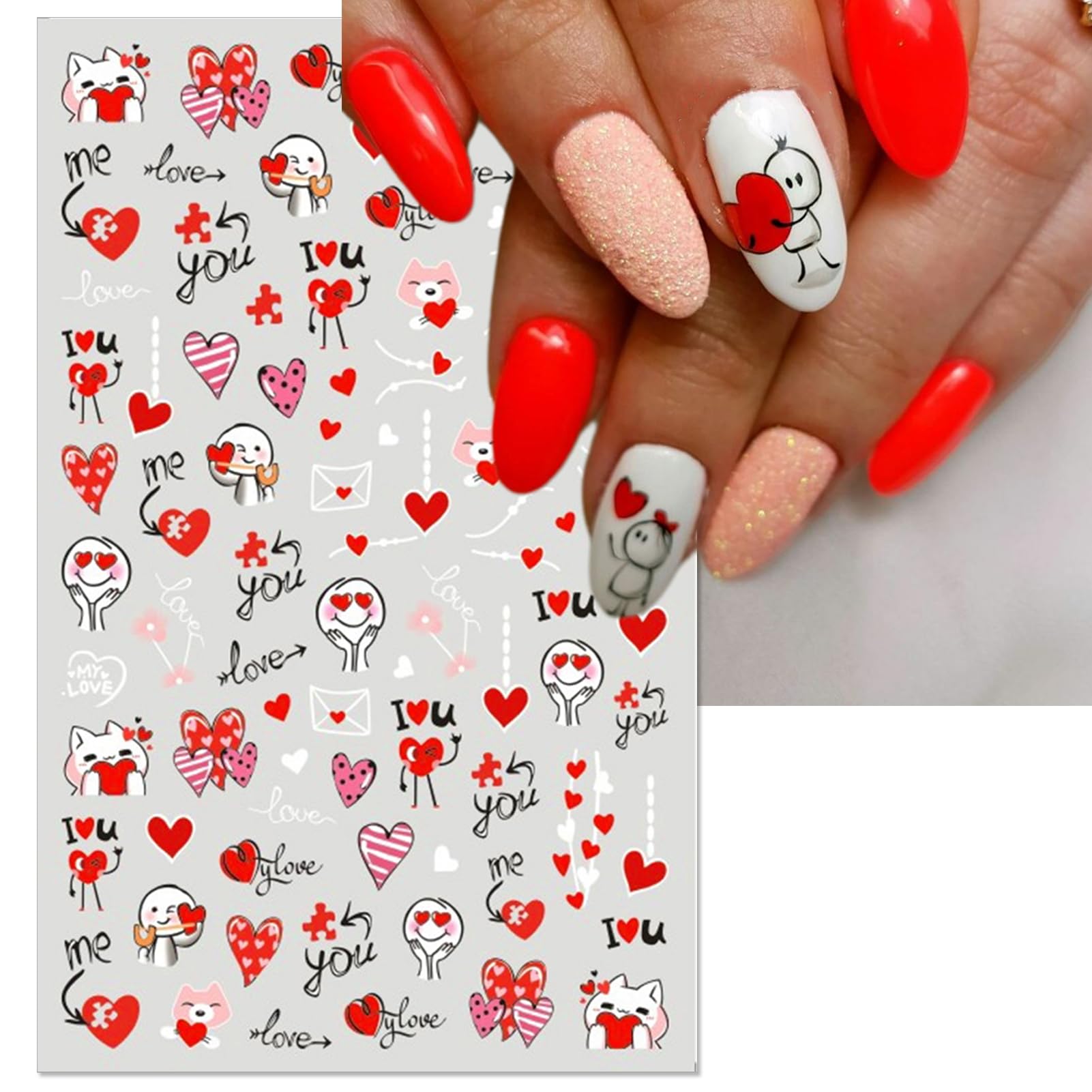 IDDFEVE pegatinas corazones valentinos para un look romántico y rápido.