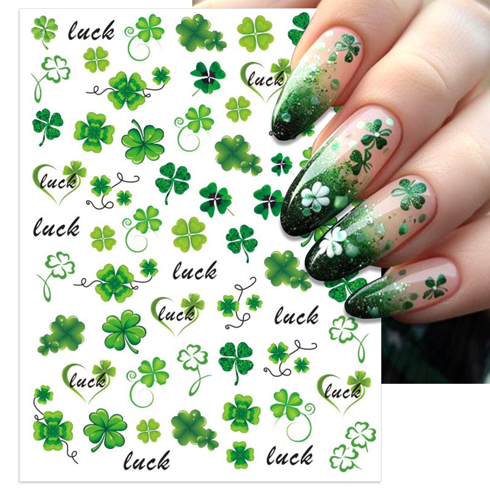 IDDFEVE Pegatinas uñas Día San Patricio Trebol Brillante para estilo festivo.