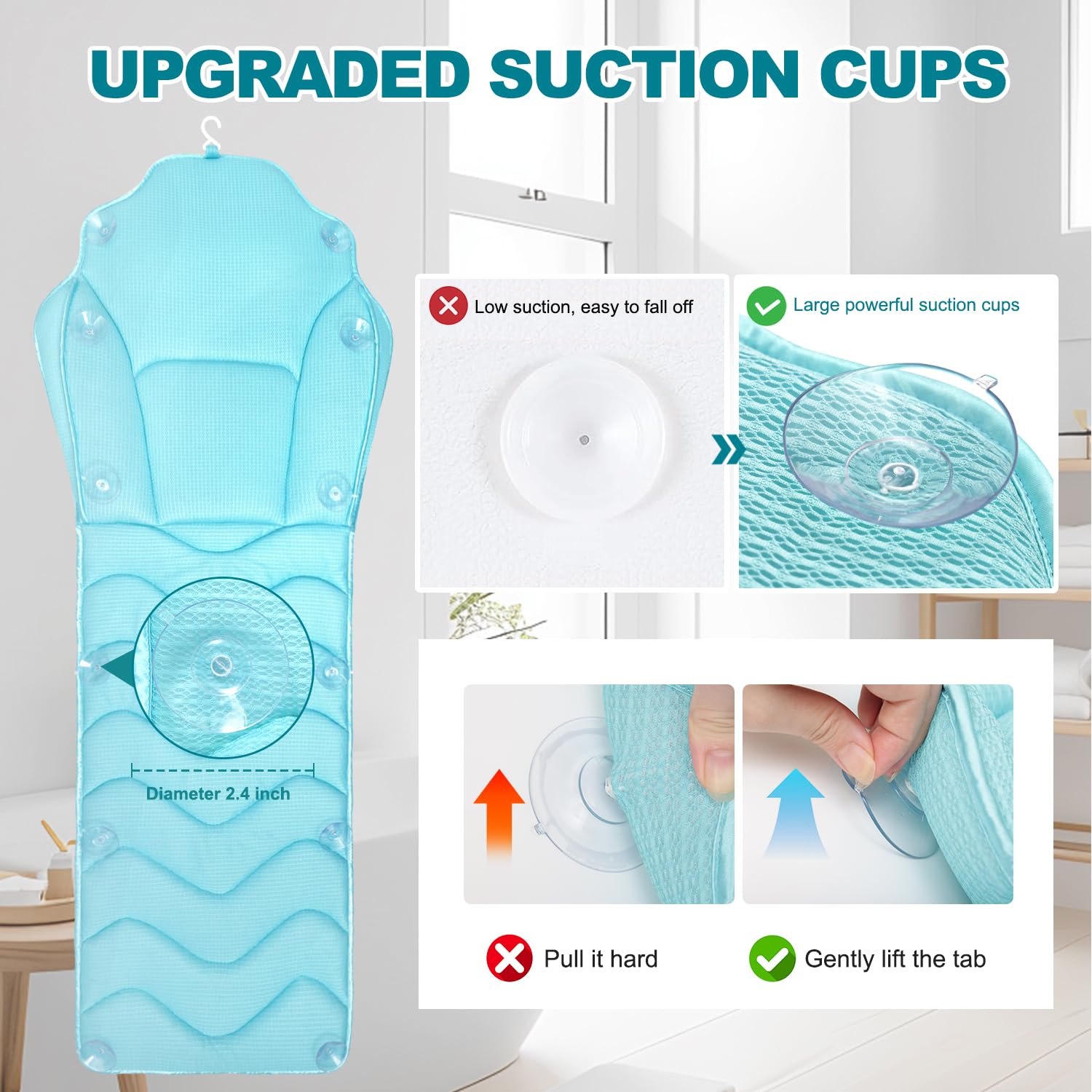 Apoyo para cuello y espalda Idle Hippo para sesiones largas de baño.