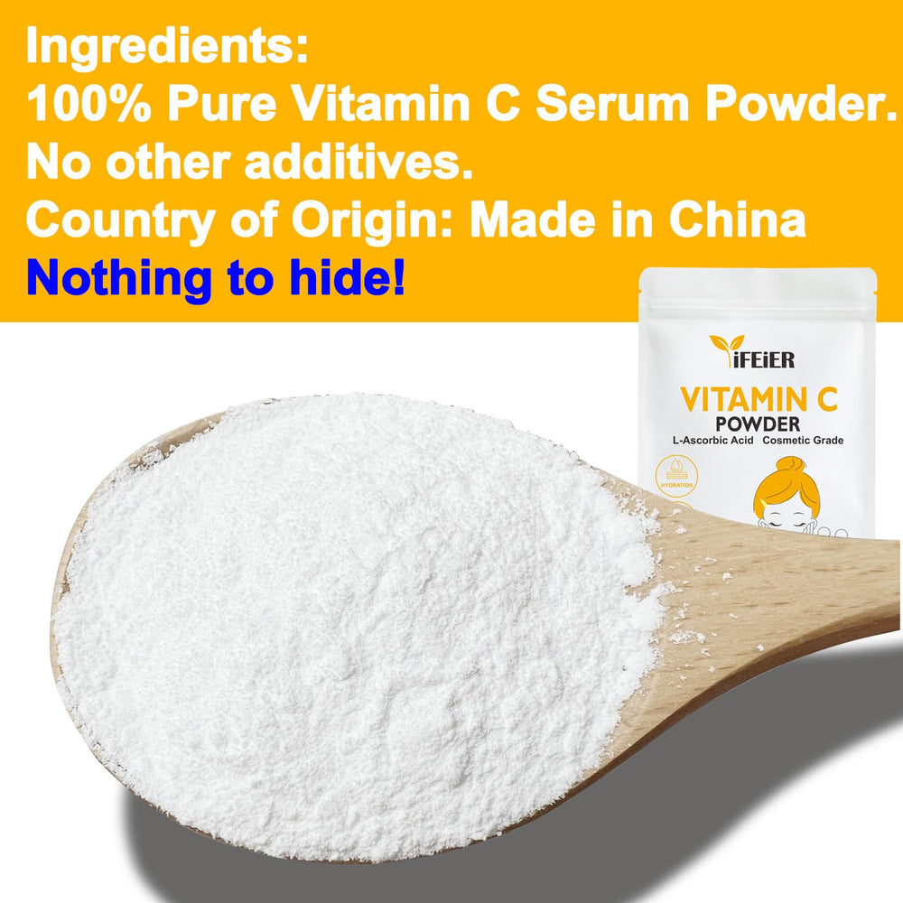iFEiER Vitamina C, ascórbico puro, útil para cremas y tónicos caseros.