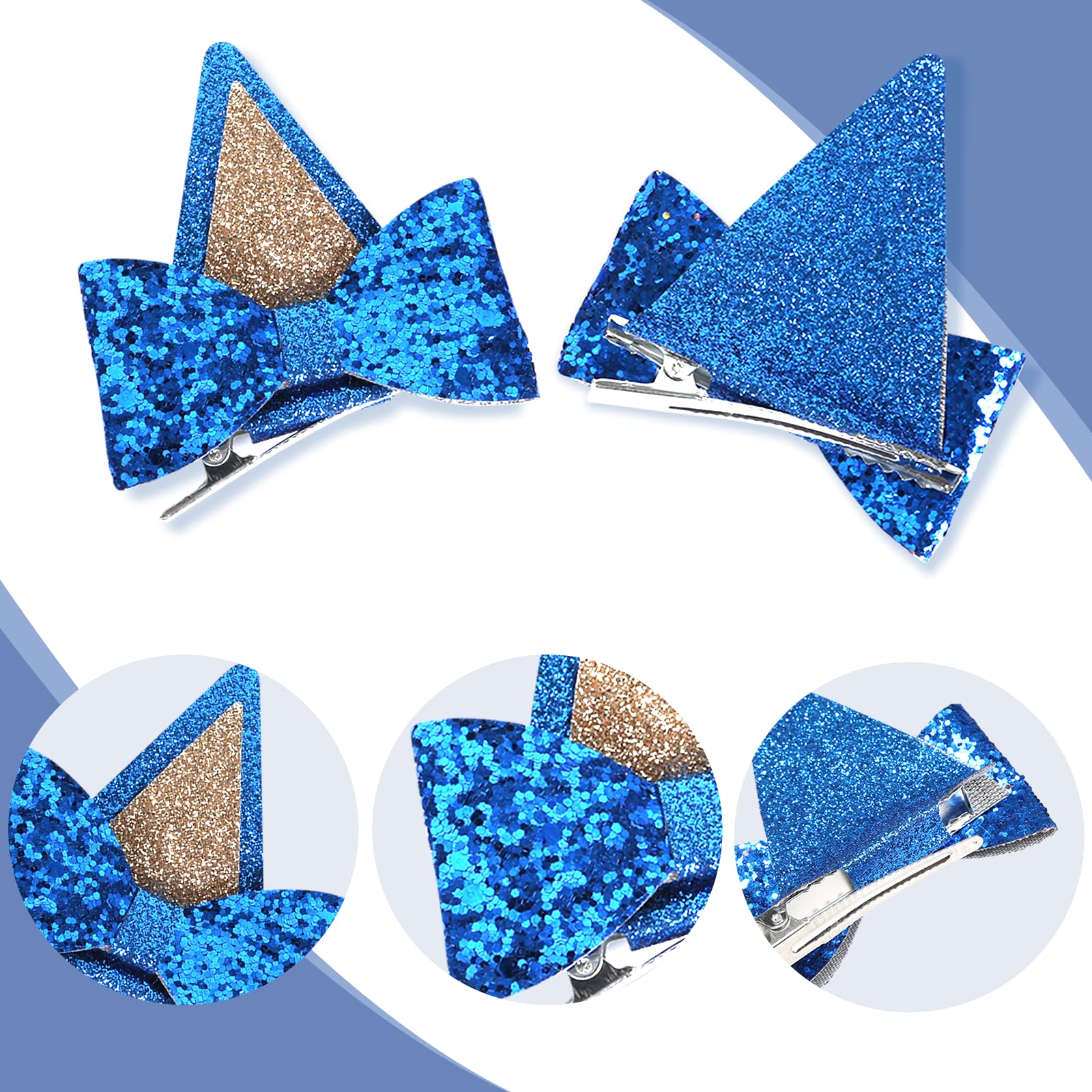 IKUHRMO orejas azules: clip de pelo lateral, sujeción fiable para eventos.