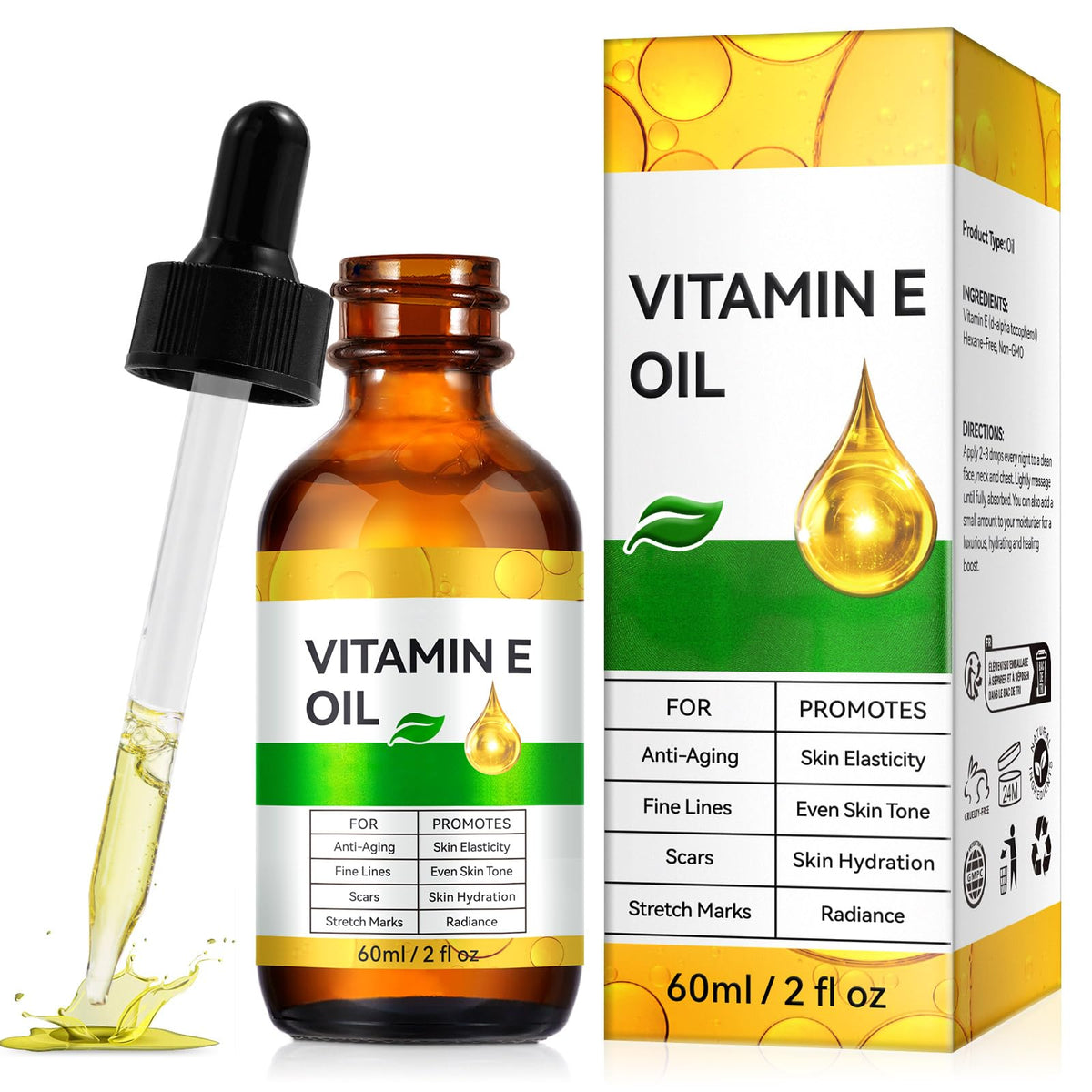 IKZEE Vitamina E: aceite facial en frasco para hidratación profunda de la piel