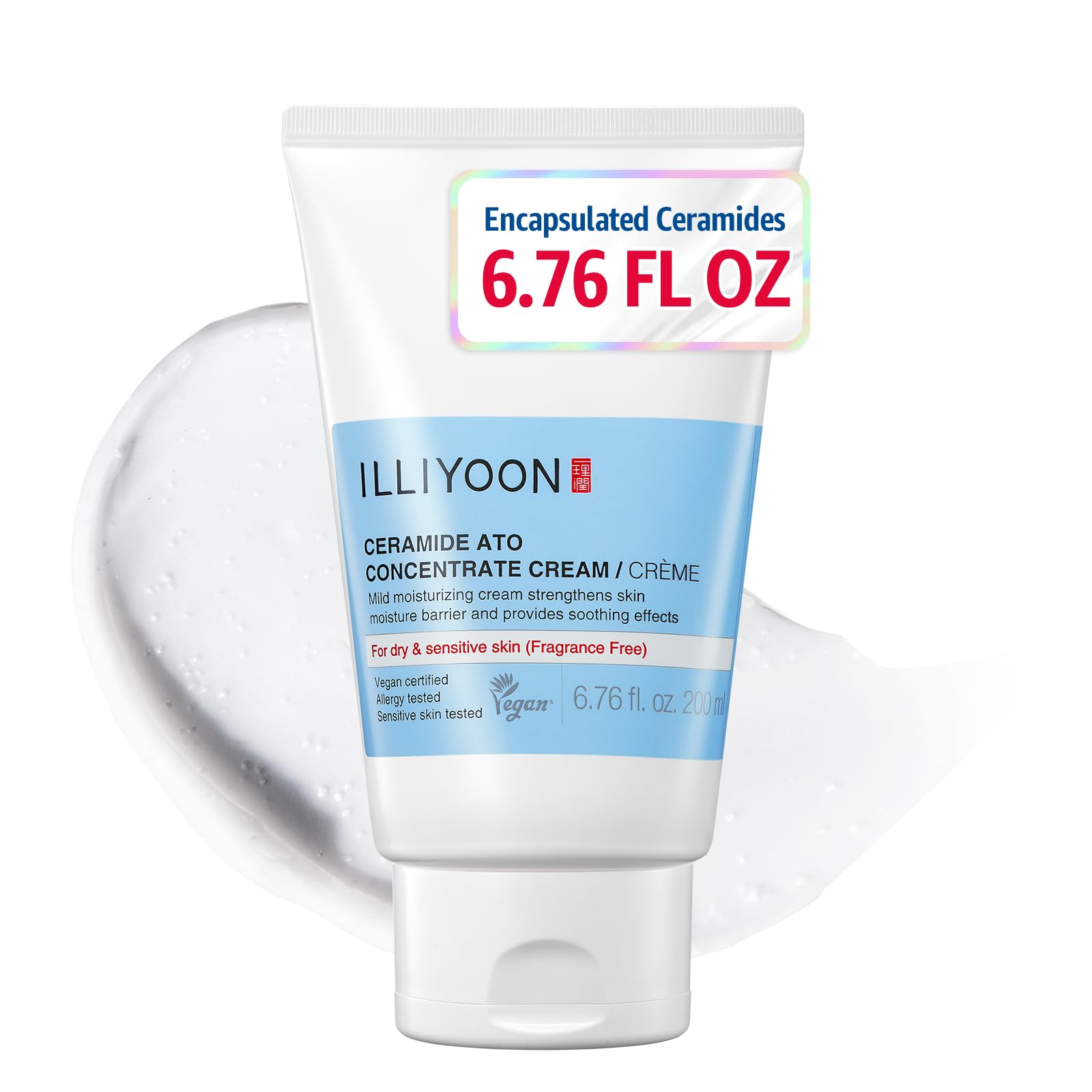 Illiyoon Ceramide Ato Concentrate Cream, botella, hidratación duradera para piel sensible.