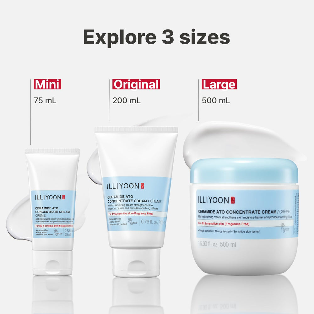 Illiyoon Ceramide Ato Concentrate Cream, cuidado suave para piel sensible y bebés.