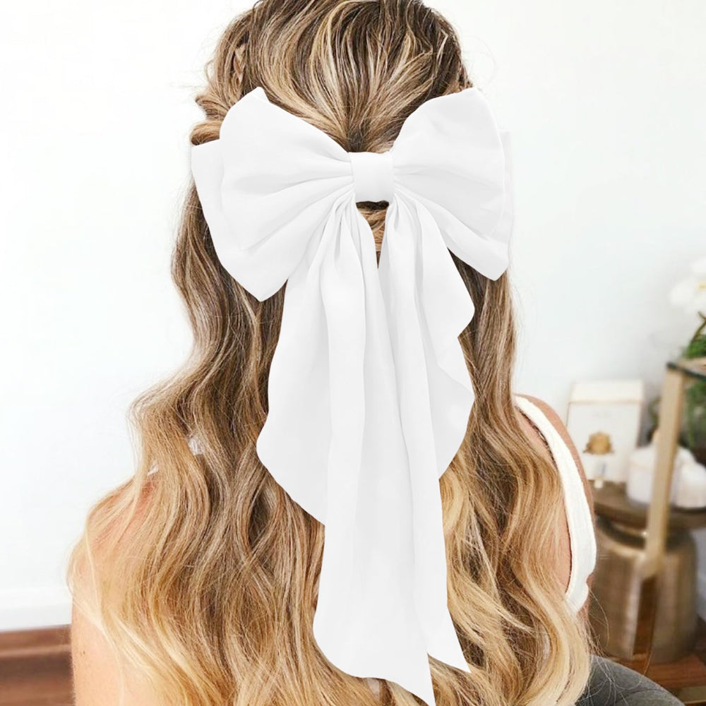 illpta prendedor cabello lazo blanco puro ofrece sujeción estable para diario.