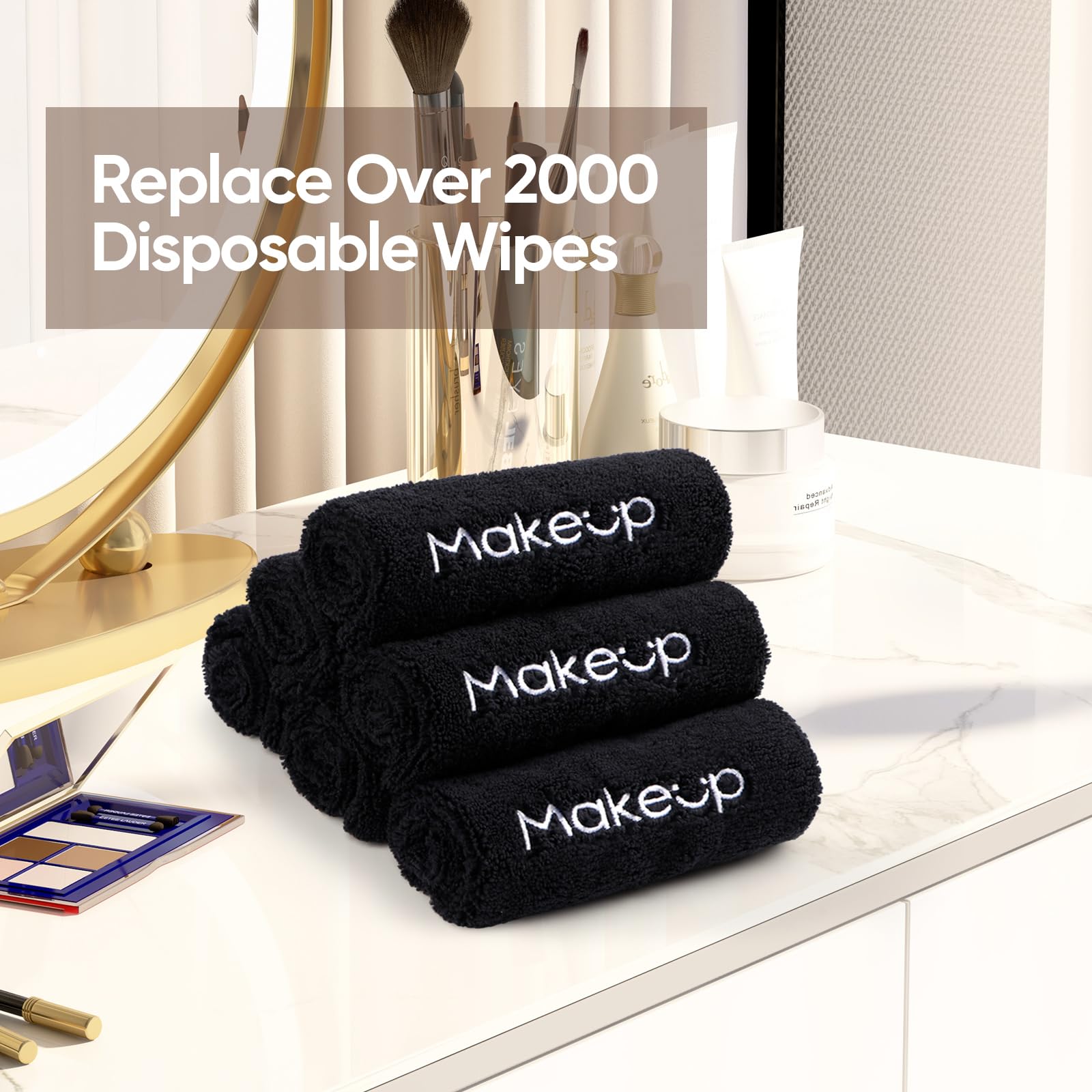HOMEXCEL Toallitas Desmaquillantes de Microfibra 6 Piezas – Suaves, Reutilizables y 13x13