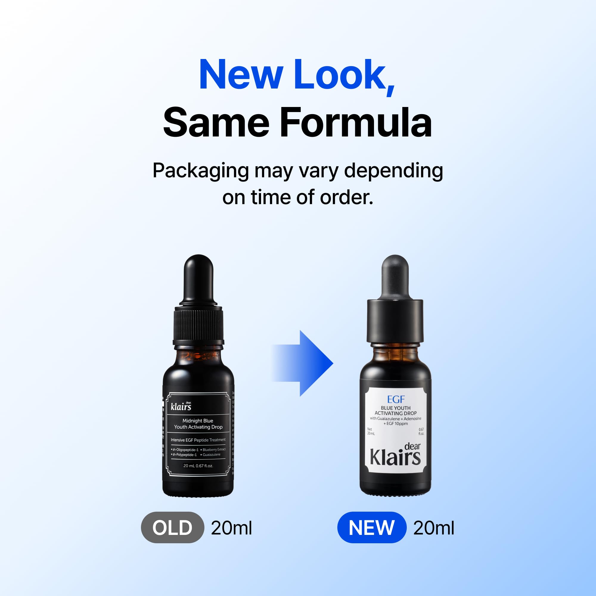 DearKlairs Serum EGF Koreano – Gotas Azules Activadoras de Juventud con EGF y Guaiazulene, Serum Reparador para Enrojecimiento y Manchas Post-Imperfecciones, 20 ml