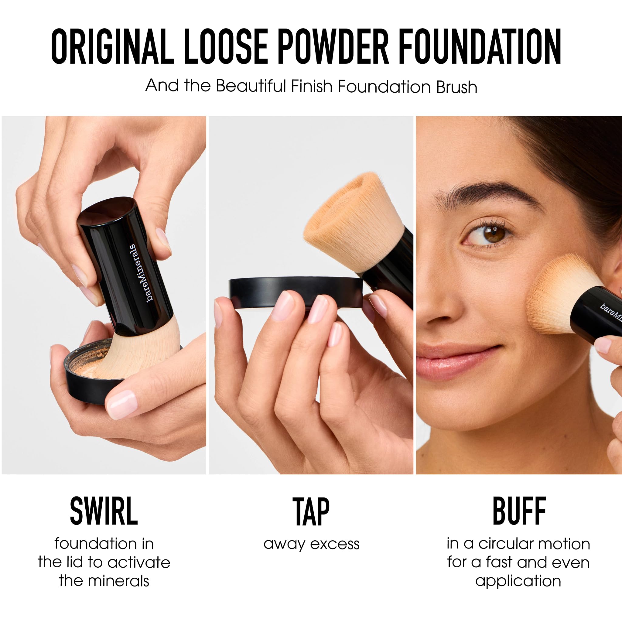 bareMinerals Original Polvo Suelto con SPF 15 – Maquillaje Mineral para Rostro, Cobertura Construible, Sin Talco, Vegano