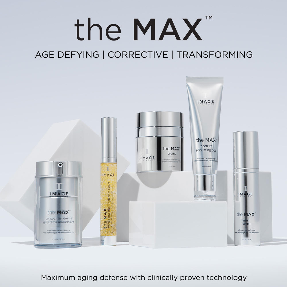 Detalle de ingredientes en IMAGE Skincare The Max Stem Cell Eye Creme para cuidado ocular.