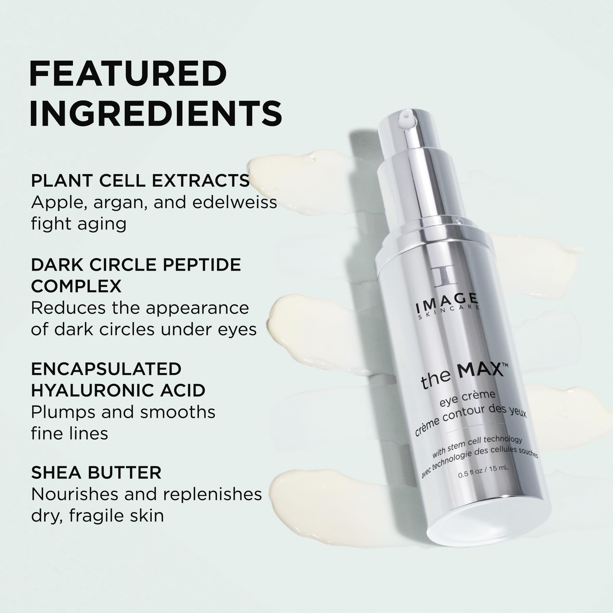 Textura hidratante de IMAGE Skincare The Max Stem Cell Eye Creme, ideal para piel sensible.