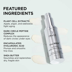 Textura hidratante de IMAGE Skincare The Max Stem Cell Eye Creme, ideal para piel sensible.