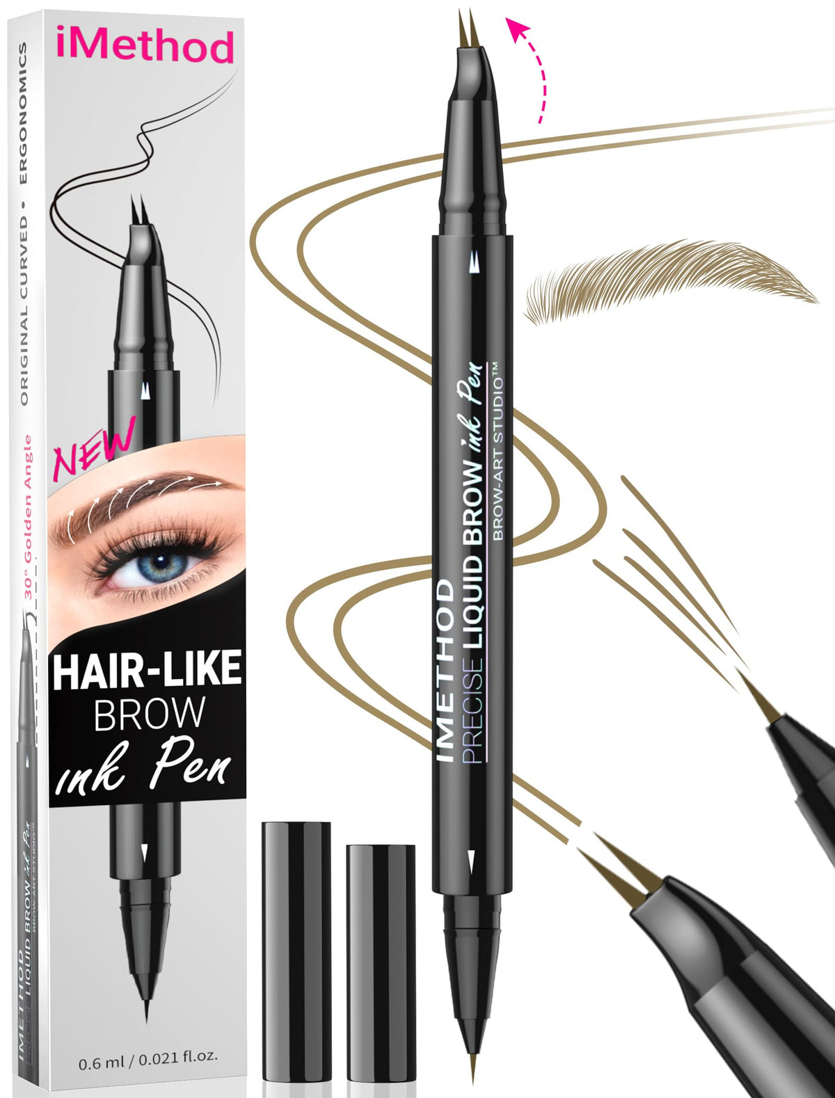 iMethod lapiz cejas curvo punta curva para trazos naturales