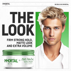 Textura mate definida por Immortal NYC para volumen y acabado suave